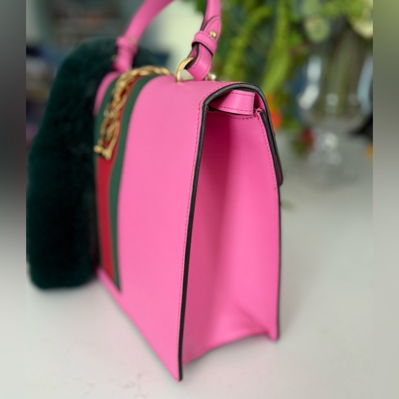 GUCCI Medium Sylvia Top Handle Bag in Pink ~ Excellent Condition w/cards - Picture 7 of 16